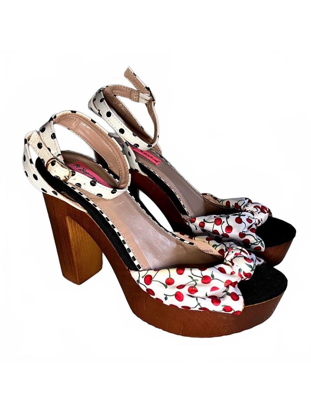 Betsey Johnson Cherry & Polka Dot Platform Heels Women’s 6.5